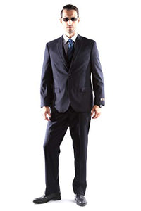 Caravelli Men's Super 150's Poly/Viscose Wool Feel Single Breasted 2 Button Regular Fit 2pc Suit Style S600512N in Navy Color (free shipping)