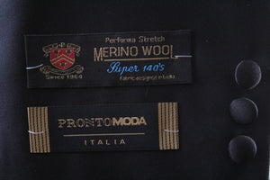 Prontomoda Europa Men's 2 Button Super 140s Natural Stretch Wool Tuxedo 2 pc Suit Black T400412N (free shipping)