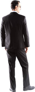 Caravelli Men's Super 150's Poly/Viscose Wool Feel Single Breasted 2 Button Regular Fit 2pc Suit Style S600512N in Black Color (free shipping)