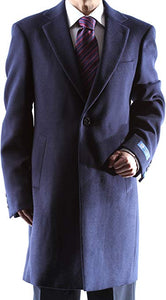 Caravelli Men's Poly/viscose/spandex Single Breasted 2 Button 3/4 Length Topcoat (42R 37.5" Length) Style L600912E in Navy 903 (free shipping)