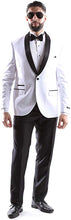 Load image into Gallery viewer, West End Men&#39;s Young Generation 1 Button Shawl Lapel Extra Slim Fit Tuxedo Suit Style 933411T141 in White/Black (free shipping)