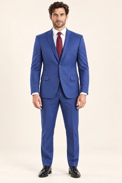 The Mercer men’s cobalt slim-fit two-piece suit, full-length front view