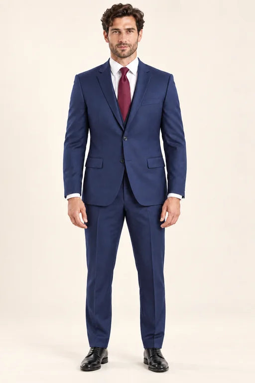 The Mercer men’s midnight blue slim-fit two-piece suit, full-length front view